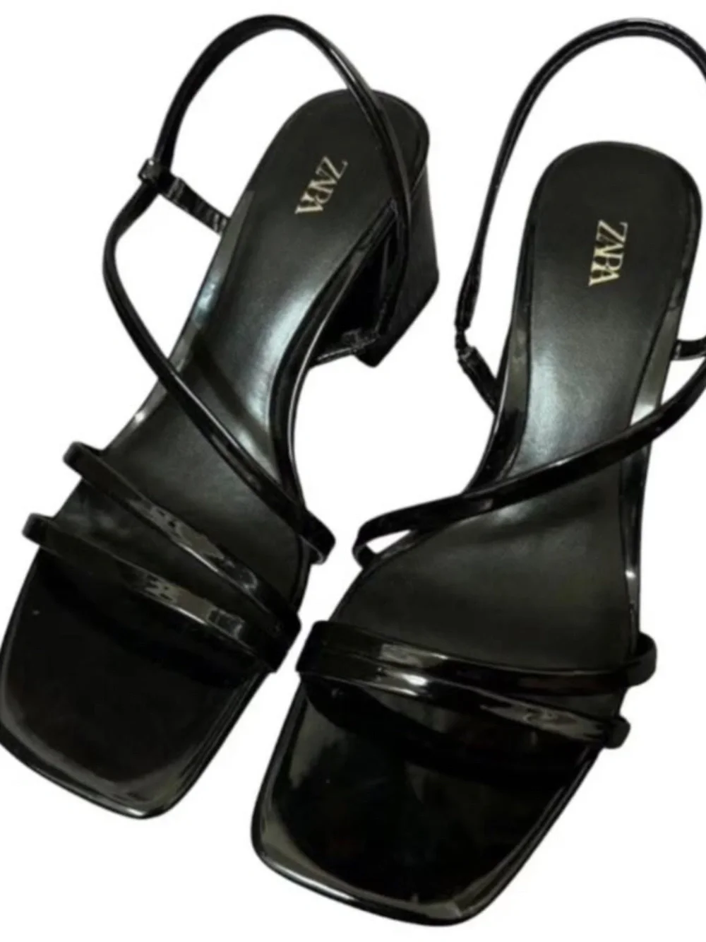 Zara Black Strap Block Heels - Picture 2 of 2